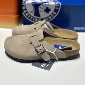 Birkenstock Boston Taupe suede clog sandal